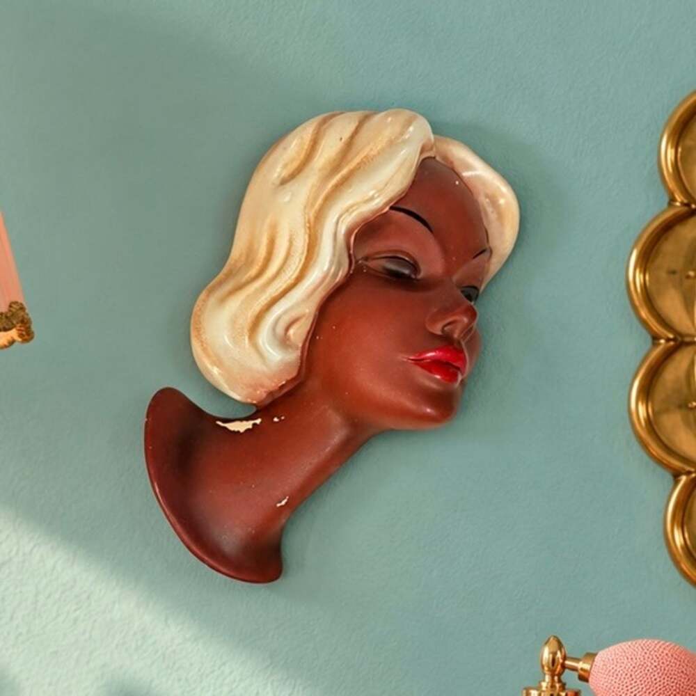 Vintage Cortendorf 3682 Lady Wall Mask Blonde Woman West German Ceramic MCM Art